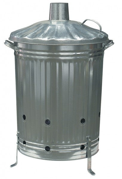Large Galvanised Garden Incinerator Bin with Lid